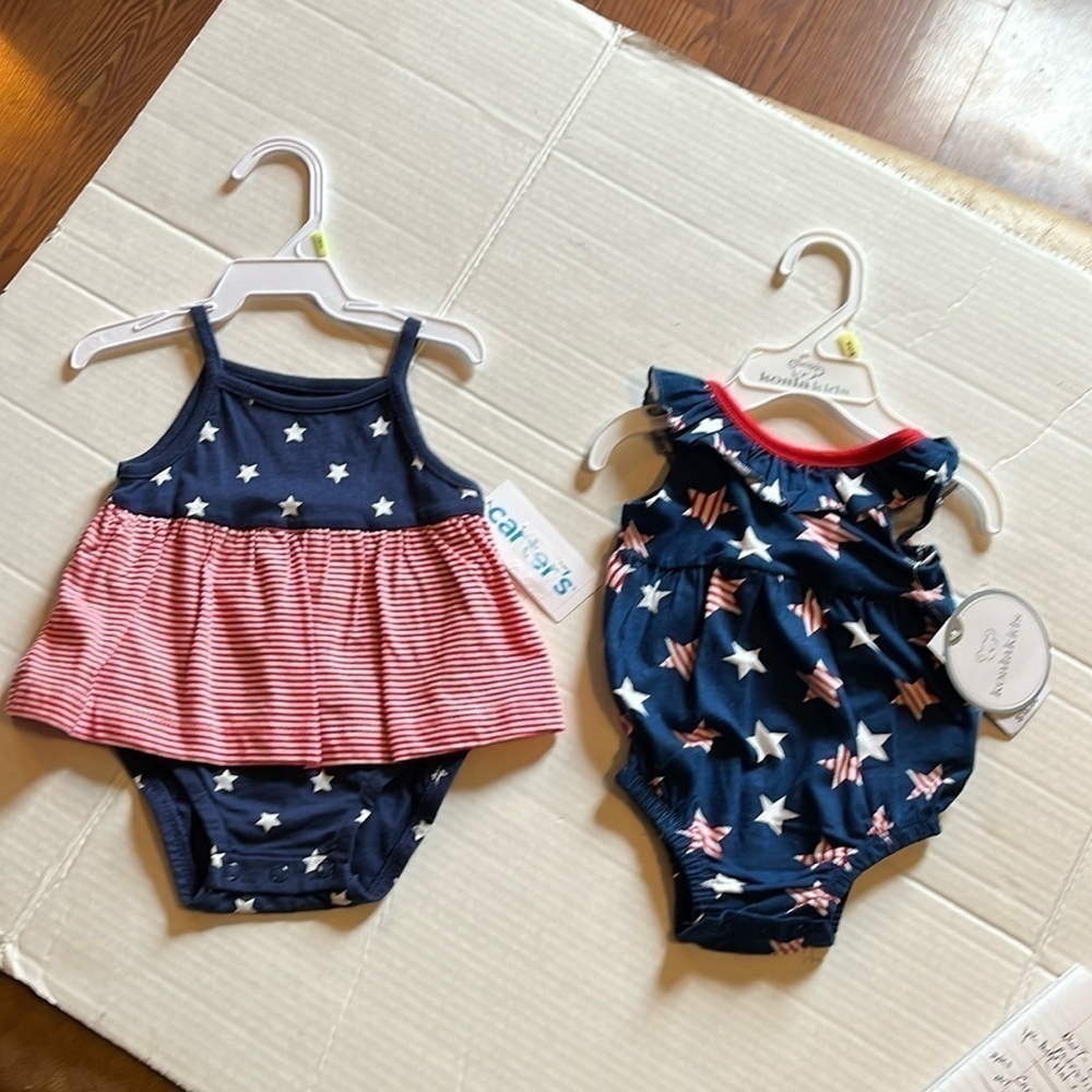 NWT-carter’s& koalakids- 0/3 months-4th of July sun suit/rompers.set of 2 romper